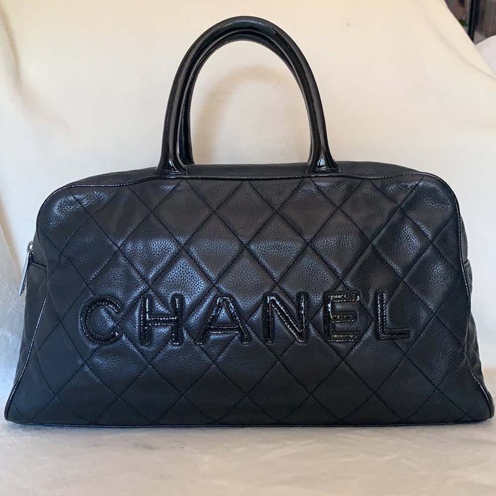 CHANEL Caviar Leather Duffle Doctor Boston Satchel